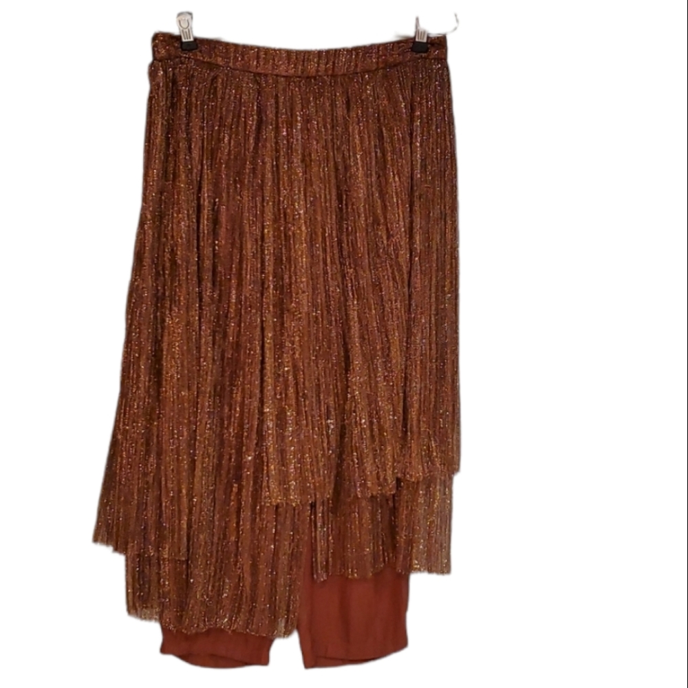 Anthropologie Maeve Metallic Copper Pants Skirt